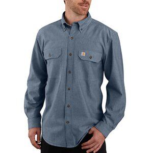 Carhartt Blue Long Sleeve Button Down Collared Shirt Sz XL Original Fit